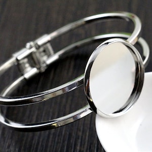 20mm 25mm 2pcs 7 colores chapado bangle base pulsera en blanco hallazgos bandeja bisel ajuste Cabochon Cameo imagen 2