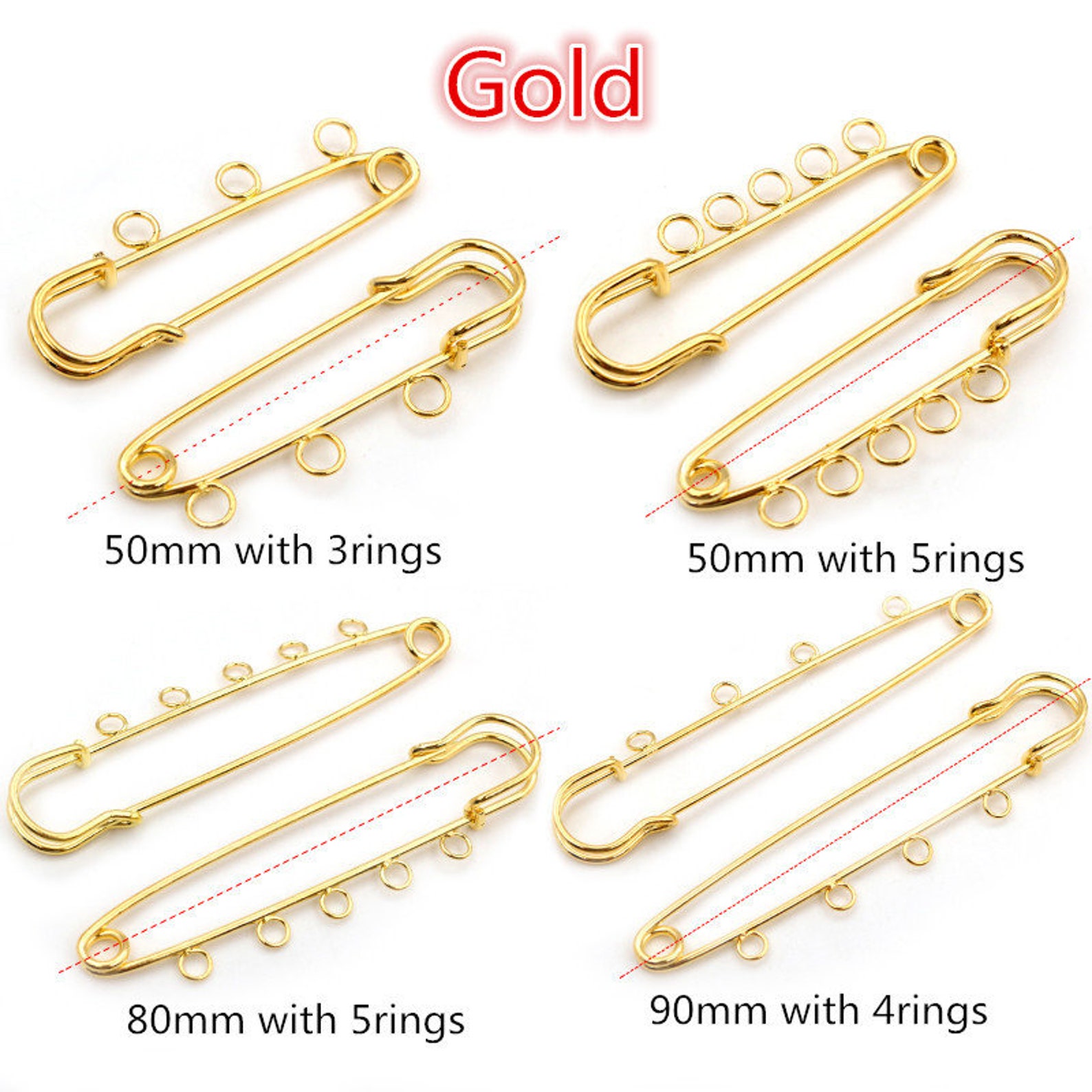 5pcs/lot Safety Pins Brooch Blank Base Brooch Pins 50/80/90mm Pins 3/5 ...