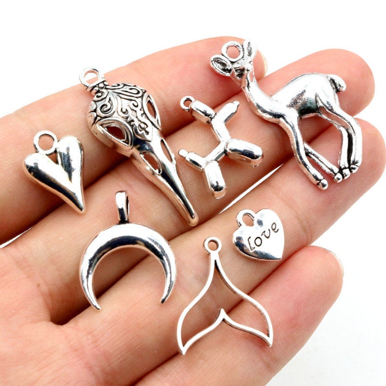 Nuevo Fashipn Antiguo Plateado Pájaro Luna Corazón de Venado Chrams Colgante de aleación de metal DIY Charms DIY Jewelry Making Findings imagen 1