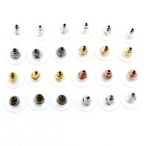 100pcs 11x6mm Plastic Metal Earring Backs Bullet Stoppers Earnuts Ear Plugs Gold Silver Plated Findings Jewelry Accessories image 3