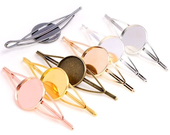10pcs 20mm High Quality Bronze and Silver Plated Copper Material Hairpin Hair Clips Hairpin Base Setting Cabochon Cameo