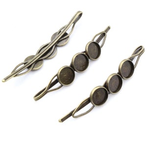 10pcs 10mm Brass Bronze Filigree Hair Pins image 2