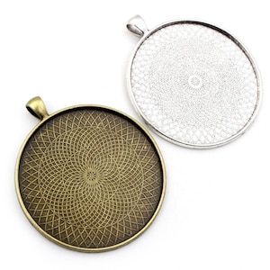 2pcs/lot 45mm 50mm 58mm Inner Size Antique Silver Plated Bronze Classic Style Cabochon Base Setting Charms Pendant