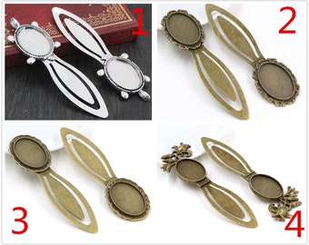 5pcs 18*25mm Inner Size AntiqueSilver/Bronze Vintage Style Handmade Bookmark Cabochon Base Cameo Setting