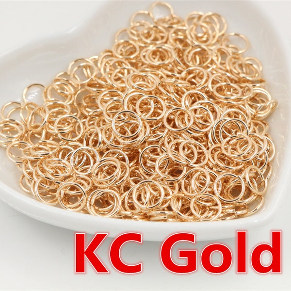 200pcs 3/4/5/6/7/8/10mm KC Gold Color Metal DIY Jewelry Findings Open Single Loops Jump Rings & Split Ring for jewelry making