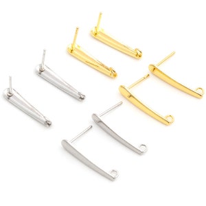 Never Fade 15x12mm/20x13mm 20pcs/Lot 316 Stainless Steel Gold Plated Earring Studs Hooks Findings Earwire For Jewelry Supplies Accessories