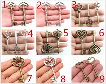 2/5/1/4/10pcs Antique Silver Bronze Key Charms Pendant for Necklace Bracelet DIY Jewelry Making