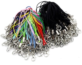 100pcs Cordón Lariat Correa Cordones De Langosta Cierre Cuerda Llaveros Ganchos Juego Móvil Amuletos Llavero Bolsa Accesorios Llavero Anillo