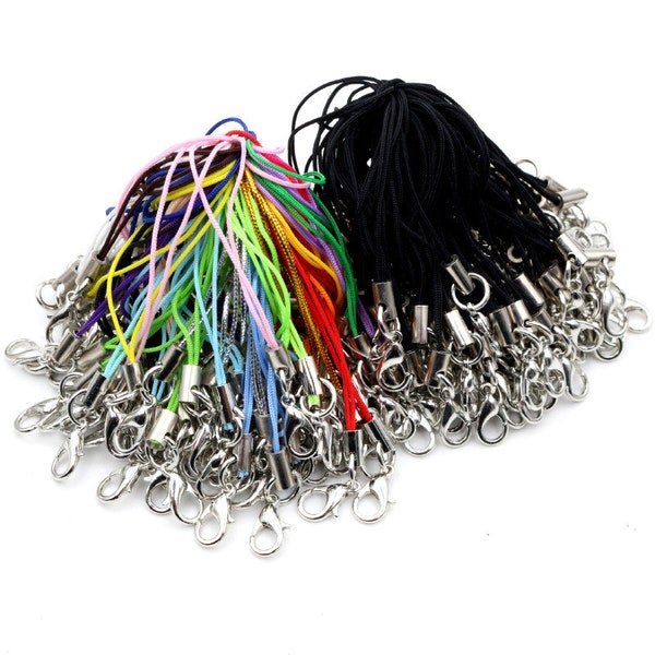 100pcs Lanyard Lariat Strap Cords Lobster Clasp Rope Keychains Hooks Mobile Set Charms Keyring Bag Accessories Key Ring