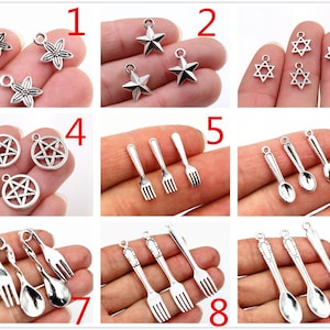 20/50pcs Star Spoon Fork Pendant Charm Antique Silver Plated Metal Charms DIY Jewelry Making Accessories imagen 1