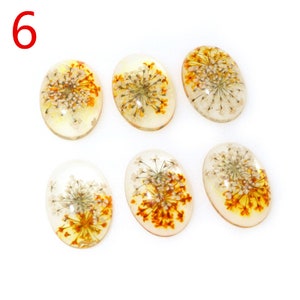 New Fashion 10pcs Fit 18x25mm Blue White And White Yellow And Green Yellow and Red Natural Dried Flowers Cabochons Cameo 6