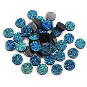 New Fashion 50pcs 12mm Mix Colors Ore Style Flat Back Resin Cabochons Cameo Cabochons Jewelry Accessories Wholesale Supplies Blue