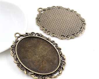 30x40mm 5pcs Bronze Oval Cameo Setting Charms Pendant