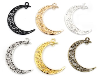 40x30mm 10pcs 5 Colors Plated  Moon Style Handmade Charms Pendant:DIY for bracelet necklace