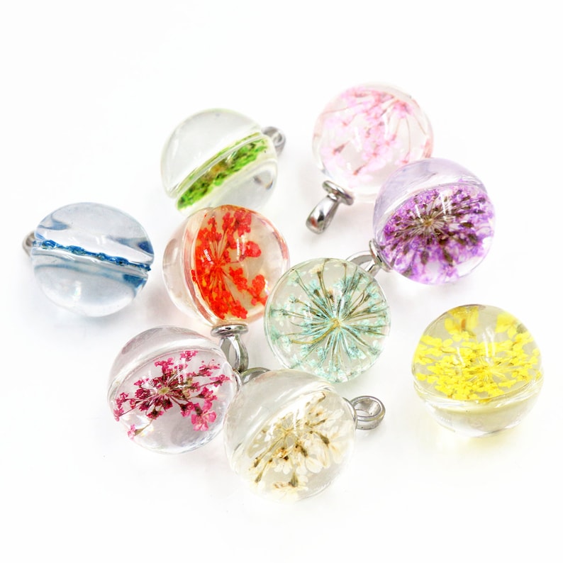 5 unids 31x18mm/25X18mm/15x18mm vidrio flor seca encantos colgantes para la fabricación de joyas de collar imagen 3