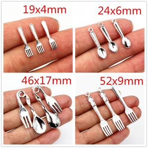 20 / 50pcs Star Spoon Fork Pendentif Charm Antique Argent Plaqué Métal Charms DIY Bijoux Fabrication Accessoires image 3