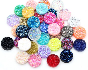 40 Stks/partij 8Mm 10Mm 12Mm Natuurlijke Erts Stijl Plat Hars Cabochons Voor Armband Oorbellen Accessoires