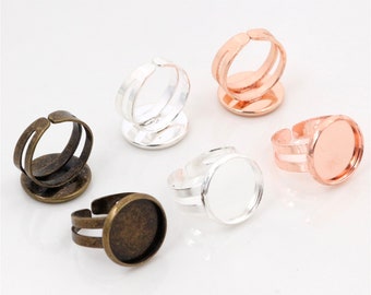 8mm 10mm 12mm 10pcs Silver/Rose Gold/Bronze Plated Brass Children Adjustable Ring Settings Blank/Base,Fit 8-12mm Glass Cabochons