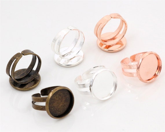 1x Einstellbarer Ringrohling Bronze für 13x18mm Cabochon Kamee DIY Basteln Ring