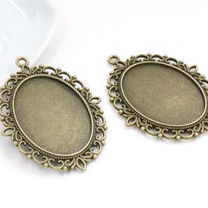 Nouvelle mode 5pcs 30x40mm Taille intérieure Antique Bronze Et Argent Or Double Side Style Cabochon Base Cadre Charmes Pendentif Antique Bronze