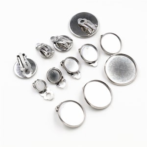 No Fade 10pcs 6/8/10/12/14/16/18/20mm Stainless Steel Blank Ear Clips Base Settings DIY Jewelry Making Accessories Supplies