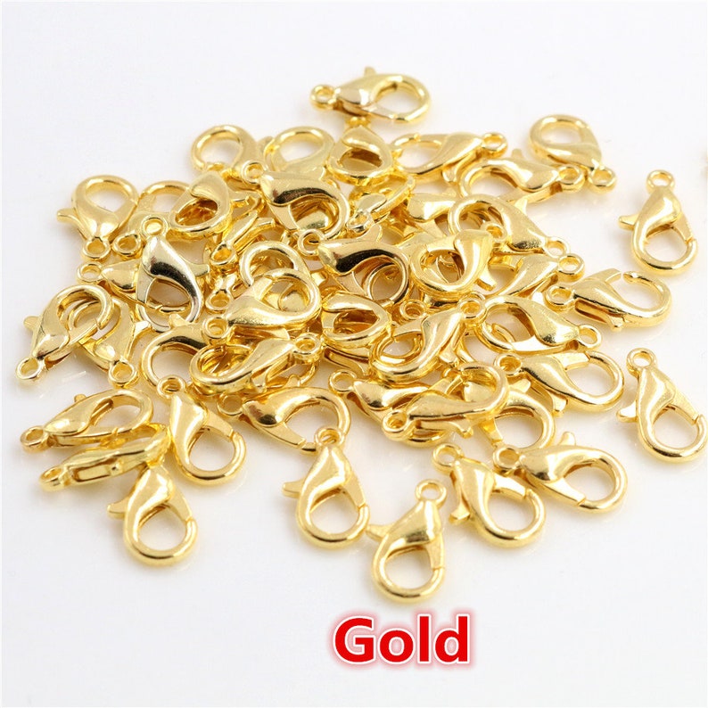 10x5mm/126mm 50 unids/lote 9 colores plateados accesorios de joyería de moda, ganchos de cierre de langosta de aleación para collar y cadena de pulsera DIY Gold