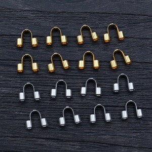 50pcs Stainless Steel Gold Color Wire Protectors Guard Guardian Protectors Loops U Shape Clasps Connector For Jewelry Making image 3