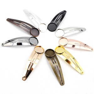 10pcs 12mm 16mm 18mm 20mm High Quality Classic 8 Colors Plated Copper Material Hairpin Hair Clips Hairpin Base Setting Cabochon Cameo base immagine 3