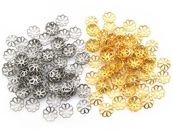 50pcs Stainless Steel Flower Beads Caps Spacer Bead End Caps DIY Jewelry Making Findings For Necklace Bracelet Accessories