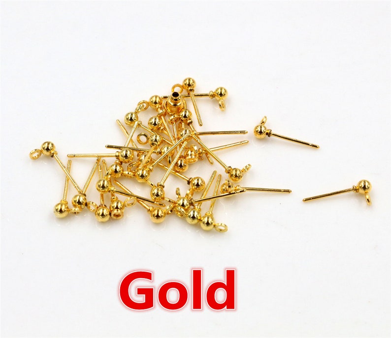 50pcs/lot 3/4/5mm 6 Colors Pin Findings Stud Earring Basic Pins Stoppers Connector For DIY Jewelry Making Accessories Supplies image 6