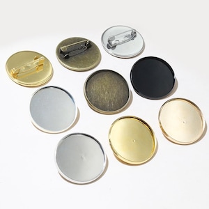 20 mm 25 mm 5 Farben überzogene Brosche Stil hochwertige Cameo Einstellungen Cabochon Basis Messing Kupfer Blank Tray