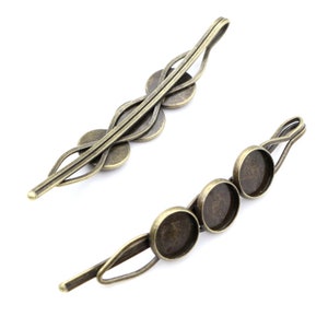 10pcs 10mm Brass Bronze Filigree Hair Pins image 3