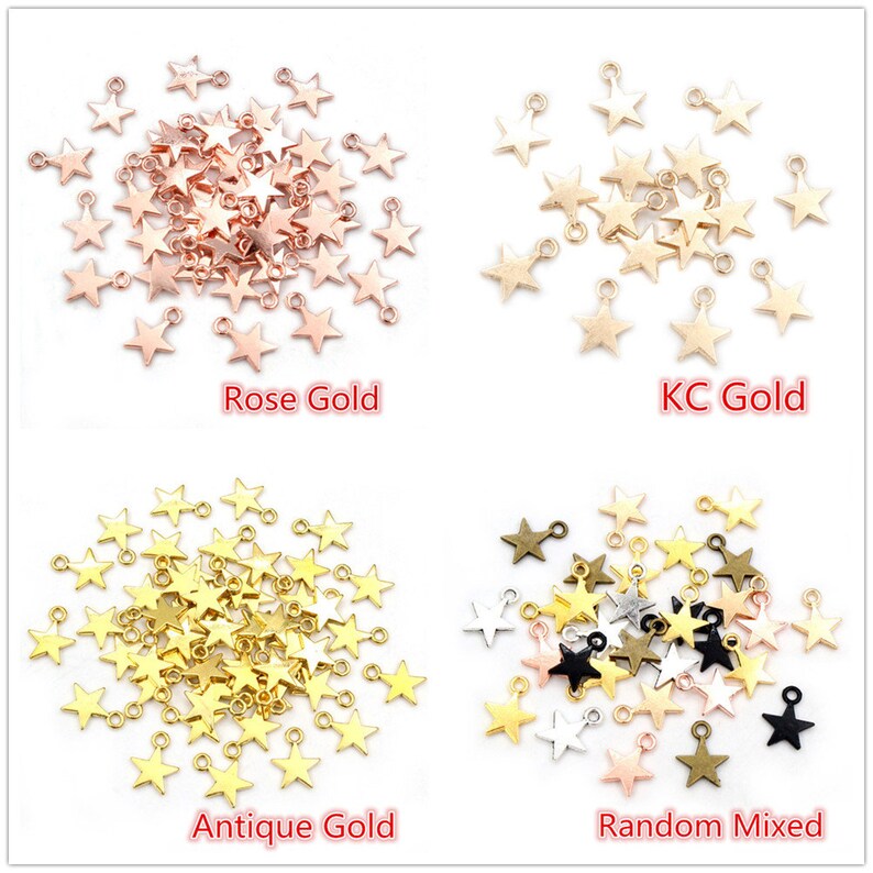 100pcs 11x8mm Star Charms Bronze Gold Tibetan Antique Silver Plated Pendants DIY Jewelry Making Findings for Necklace Earrings image 6