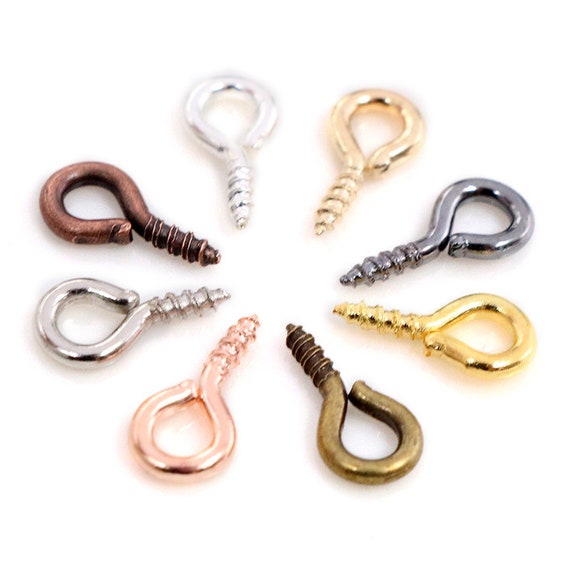 200pcs Small Tiny Mini Eye Pins Eyepins Hooks Eyelets Screw Threaded Iron  Screw Clasps Hooks Jewelry Findings For Making DIY