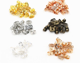 200pcs / lot Boucles d’oreilles Goujons Dos Bouchon Parchemins Poteau d’oreille Papillon pour Bijoux Faire du bricolage Bouchons bloqués Boucles d’oreilles Dos Bouchons Ea