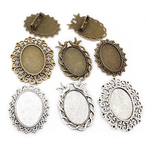 5pcs Fits 18x25mm Oval Cabochons Craft Brooch Blank Base Setting Tray Bezel DIY Jewelry Making Accessories Findings