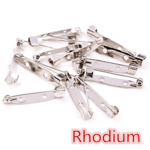 50 Uds 15/20/25/30/35/40mm de longitud alfileres de seguridad ajustes de broche Base en blanco para hacer broche de ramo de boda hallazgos DIY 7 colores rhodium