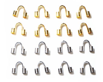 50 Uds. Protectores de alambre de acero inoxidable de Color dorado protectores de guardas bucles conector de cierres en forma de U para fabricación de joyas