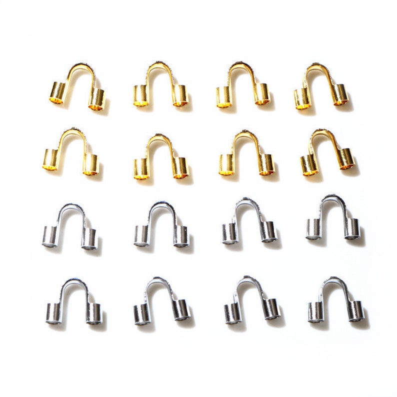 50pcs Stainless Steel Gold Color Wire Protectors Guard Guardian Protectors Loops U Shape Clasps Connector For Jewelry Making image 1
