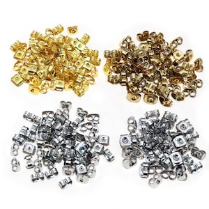5x4/6X5mm 100pcs High Quality Stainless Steel Gold Plated Earring Back Plug Earring Settings Base Ear Studs Back Earring Stopper Wholesale