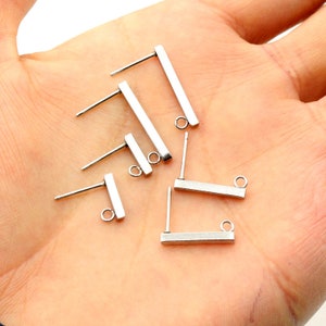 20pcs 10 15 20mm 316 Acero Inoxidable Pendientes Ganchos Bar Tubo Stud Pendientes Alambres De oído Conector DIY Joyería Haciendo Hallazgos imagen 4