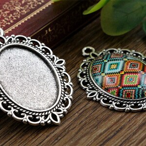 10pcs 18x25mm 13x18mm 20pcs Inner Size 6 Colors Plated Classic Style Cameo Cabochon Base Setting Charms Pendant necklace findings image 3