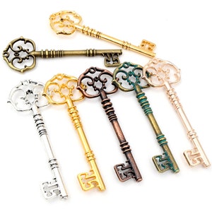 2pcs/lot 83x31mm Antique Silver Plated Bronze Key Handmade Charms Pendant:DIY for Bracelet Necklace Jewelry Making Findings Multi-colors