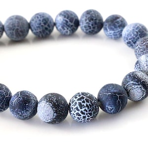 4mm 6mm 8mm 10mm Natural Volcanic Stone Navy perles blanches en pierre ronde pour les bijoux faisant gros et détail image 1