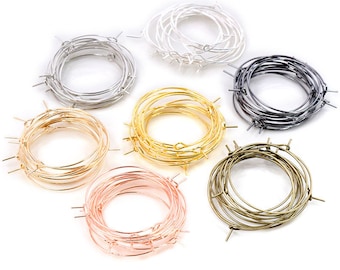 50pcs/lot 20 25 30 35 mm Silver KC Gold 7 Colors Hoops Earrings Big Circle Ear Wire Hoops Earrings Wires For DIY Jewelry Making Supplies