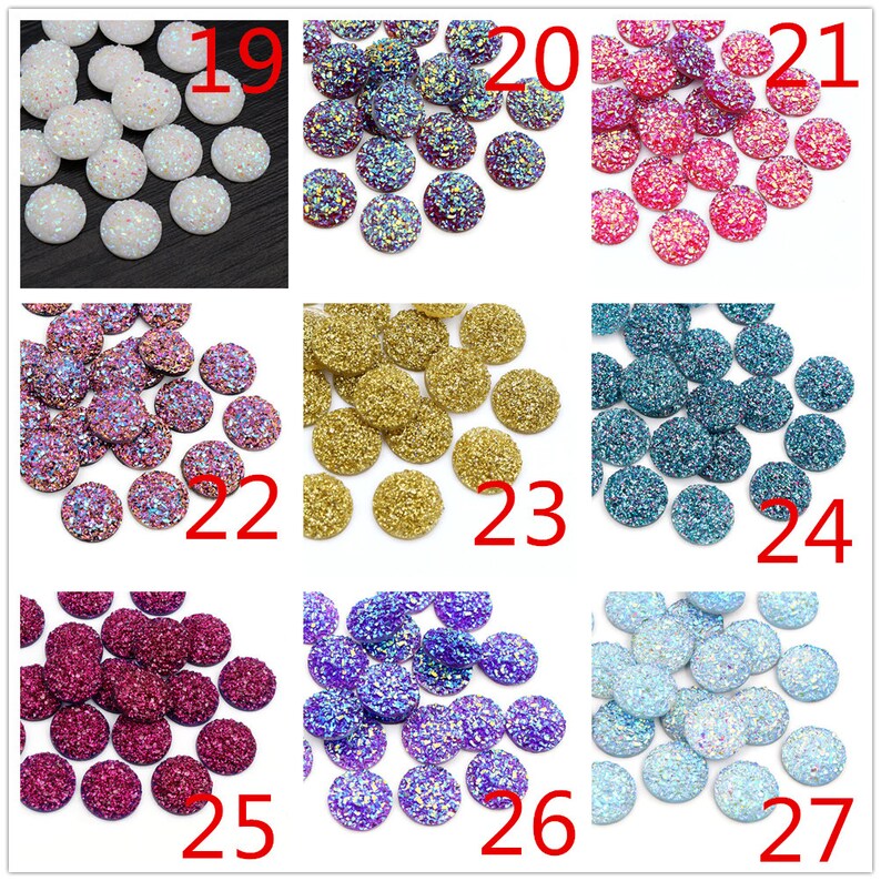 New Fashion 40pcs 8mm 10mm 12mm Mix Colors Natural Stone Convex Series Flat back Resin Cabochons Jewelry Accessories Wholesale Supplies image 4