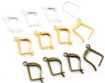16*10mm 50pcs High Quality 3 Colors Plated Simple Brass French Earring Hooks Wire Settings Base Settings Whole Sale