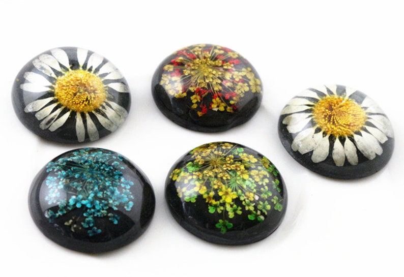 25mm 10pcs Resin Flower Cabochons image 1