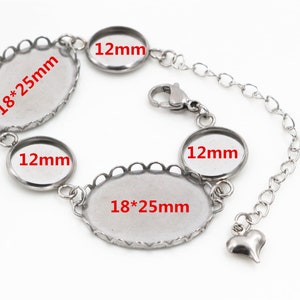 2pcs 18x2512mm stainless steel Blank Cameo Base Bracelet DIY Handmade Jewelry Making Accessories Findings image 2