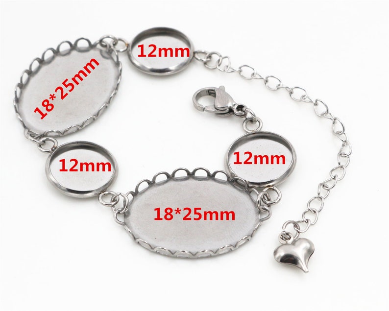 2pcs 18x2512mm stainless steel Blank Cameo Base Bracelet DIY Handmade Jewelry Making Accessories Findings image 2